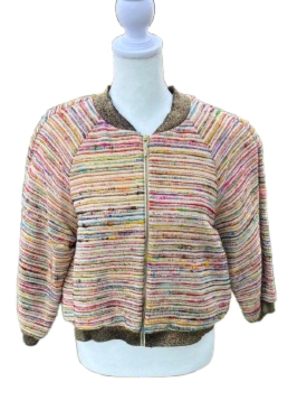 Nicole Miller Atelier Multicolor Tweed Cropped Sleeve Jacket Anthropologie $498